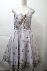 axes femme / Mulhouse Collection フラワーパネル柄イレヘムワンピース  ラベンダー S-25-11-21-043-AX-OP-HR-ZS