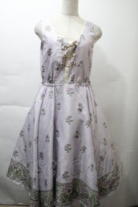 axes femme / Mulhouse Collection フラワーパネル柄イレヘムワンピース  ラベンダー S-25-11-21-043-AX-OP-HR-ZS