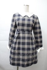 画像1: evelyn / タータンチェックワンピース  紺 S-25-11-21-048-LO-SK-HR-ZT553 (1)