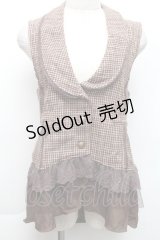 axes femme / グレンチェックベスト  ブラウン S-25-11-22-037-AX-TO-HR-ZS