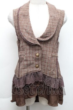 画像1: axes femme / グレンチェックベスト  ブラウン S-25-11-22-037-AX-TO-HR-ZS