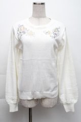 axes femme / メルヘン刺繍ニット  白 S-25-11-22-039-AX-BL-HR-ZS