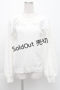 axes femme / メルヘン刺繍ニット  白 S-25-11-22-039-AX-BL-HR-ZS