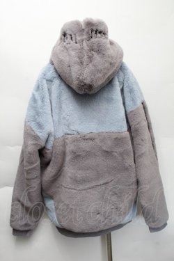 画像2: Amilige / フード刺繍切り替えファーパーカー  グレーｘサックス S-25-11-22-047-PU-TS-AS-ZS