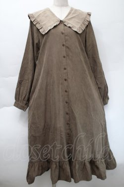 画像1: merry jenny / フリル襟ロングワンピース  ブラウン S-25-11-22-050-LO-OP-AS-ZS