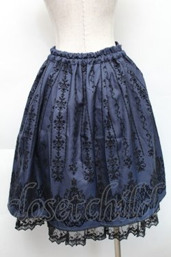 画像2: axes femme / 花フロッキープリントスカート  紺 S-25-11-22-056-AX-SK-AS-ZS