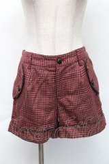 axes femme / チェックショートパンツ  レッド S-25-11-22-058-AX-PA-HR-ZS
