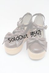 axes femme kawaii / トリプルリボンシューズ L ブラウン S-25-11-22-013-AX-SH-HR-ZS