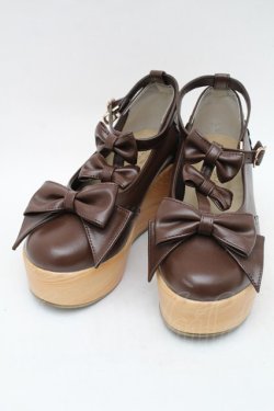 画像1: axes femme kawaii / トリプルリボンシューズ L ブラウン S-25-11-22-013-AX-SH-HR-ZS