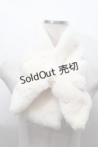 BABY,THE STARS SHINE BRIGHT / リボンとパールのファーマフラー  オフ S-25-11-22-028-BA-ZA-AS-ZS