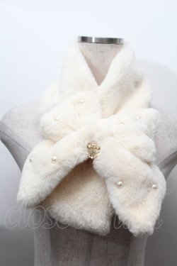 画像1: BABY,THE STARS SHINE BRIGHT / リボンとパールのファーマフラー  オフ S-25-11-22-028-BA-ZA-AS-ZS