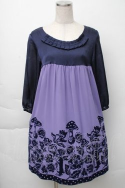 画像1: Emily Temple cute / フォレストフロッキーワンピース  ラベンダーｘ紺 S-25-11-23-039-ET-OP-HR-ZS
