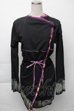 画像1: gouk / 和柄切替カーディガン  黒 S-25-11-23-042-GO-TO-AS-ZS