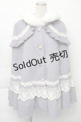 axes femme kawaii / ローズフリルケープコート M サックス S-25-11-23-052-AX-CO-HR-ZS