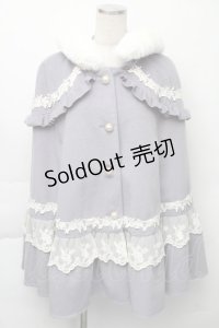 axes femme kawaii / ローズフリルケープコート M サックス S-25-11-23-052-AX-CO-HR-ZS