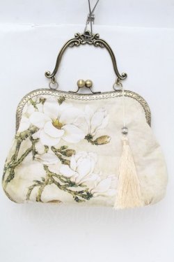 画像1: LOLITA / 和柄がま口ハンドバッグ  アイボリー S-25-11-23-008-LO-BG-HR-ZS