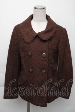 画像1: axes femme / ラメダブルボタンショートコート M ブラウン S-25-11-23-056-AX-CO-HR-ZS