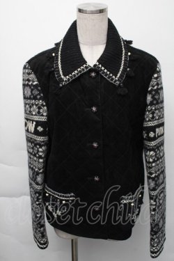 画像1: PINK HOUSE / ノルディックニットジャケット  黒 S-25-11-23-059-LO-CO-HR-ZS