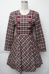 Fi.n.t / チェックワンピース  ブラウンｘワイン S-25-11-23-1049-CA-OP-AS-ZS
