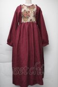 merry jenny / ジャガードコンビコールワンピース  ボルドー S-25-11-23-1050-LO-OP-HR-ZS