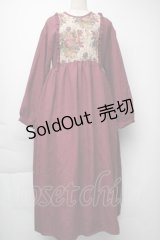 merry jenny / ジャガードコンビコールワンピース  ボルドー S-25-11-23-1050-LO-OP-HR-ZS