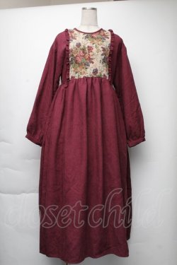 画像2: merry jenny / ジャガードコンビコールワンピース  ボルドー S-25-11-23-1050-LO-OP-HR-ZS