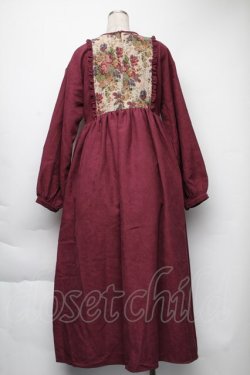 画像3: merry jenny / ジャガードコンビコールワンピース  ボルドー S-25-11-23-1050-LO-OP-HR-ZS