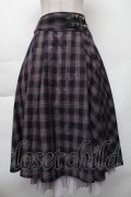axes femme / 裾プリーツチェック柄スカート  紺 S-25-11-23-1056-AX-SK-HR-ZS
