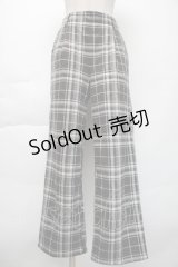 axes femme / ポケット刺繍ウール調パンツ  黒ｘ白 S-25-11-23-1058-AX-PA-HR-ZS