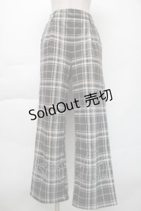 axes femme / ポケット刺繍ウール調パンツ  黒ｘ白 S-25-11-23-1058-AX-PA-HR-ZS