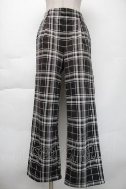 画像1: axes femme / ポケット刺繍ウール調パンツ  黒ｘ白 S-25-11-23-1058-AX-PA-HR-ZS