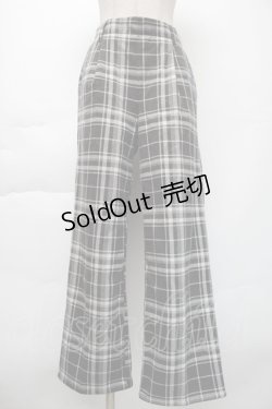 画像1: axes femme / ポケット刺繍ウール調パンツ  黒ｘ白 S-25-11-23-1058-AX-PA-HR-ZS