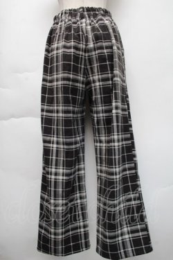 画像2: axes femme / ポケット刺繍ウール調パンツ  黒ｘ白 S-25-11-23-1058-AX-PA-HR-ZS