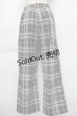 画像2: axes femme / ポケット刺繍ウール調パンツ  黒ｘ白 S-25-11-23-1058-AX-PA-HR-ZS