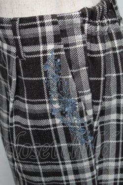 画像3: axes femme / ポケット刺繍ウール調パンツ  黒ｘ白 S-25-11-23-1058-AX-PA-HR-ZS