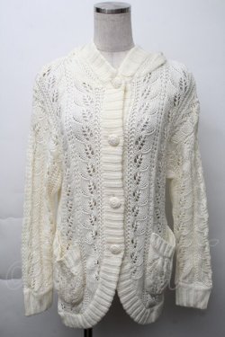 画像1: Secret Honey / フード付きカーディガン  オフ S-25-11-23-1010-CA-TO-AS-ZS