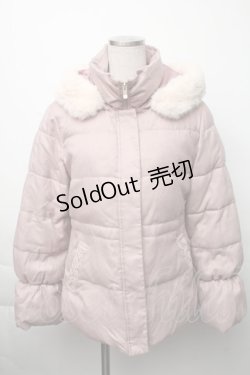 画像1: axes femme / ファーフードダウン風コート  ピンク S-25-11-23-1014-AX-CO-HR-ZS