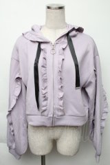 axes femme / フリルデザインジップパーカー  ラベンダー S-25-11-23-1018-AX-TO-AS-ZS