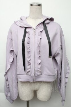 画像1: axes femme / フリルデザインジップパーカー  ラベンダー S-25-11-23-1018-AX-TO-AS-ZS