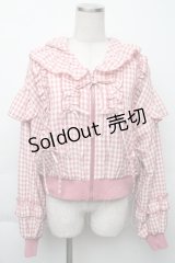 axes femme kawaii / フリルフーディブルゾン  ピンクｘ白 S-25-11-23-1020-AX-JA-HR-ZS