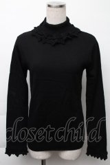 Moi-meme-Moitie / レース鍵編みハイネックニット  黒 S-25-11-23-1028-MO-TO-HR-ZS