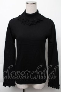 Moi-meme-Moitie / レース鍵編みハイネックニット  黒 S-25-11-23-1028-MO-TO-HR-ZS