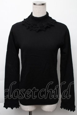 画像1: Moi-meme-Moitie / レース鍵編みハイネックニット  黒 S-25-11-23-1028-MO-TO-HR-ZS