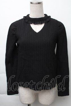 画像1: Rojita / ケーブルカットソー  黒 S-25-11-23-1029-LO-TO-AS-ZS