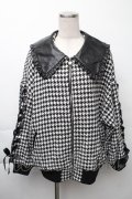 Honey Cinnamon / 千鳥柄レザー襟ジャケット  黒ｘ白 S-25-11-23-1030-LO-JA-HR-ZS