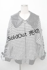 Honey Cinnamon / 千鳥柄レザー襟ジャケット  黒ｘ白 S-25-11-23-1030-LO-JA-HR-ZS