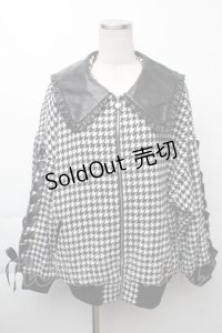 Honey Cinnamon / 千鳥柄レザー襟ジャケット  黒ｘ白 S-25-11-23-1030-LO-JA-HR-ZS