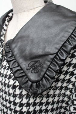 画像4: Honey Cinnamon / 千鳥柄レザー襟ジャケット  黒ｘ白 S-25-11-23-1030-LO-JA-HR-ZS