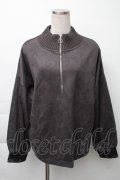 axes femme / カットスエードジッププルオーバー  黒 S-25-11-23-1035-AX-TO-HR-ZS