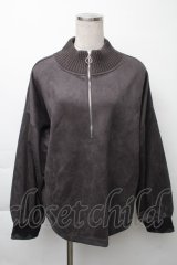 axes femme / カットスエードジッププルオーバー  黒 S-25-11-23-1035-AX-TO-HR-ZS
